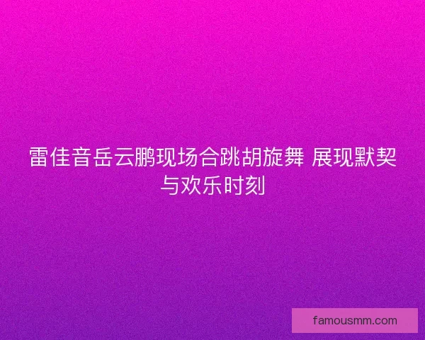 雷佳音岳云鹏现场合跳胡旋舞 展现默契与欢乐时刻 雷佳音岳云鹏现场合跳胡旋舞 展现默契与欢乐时刻