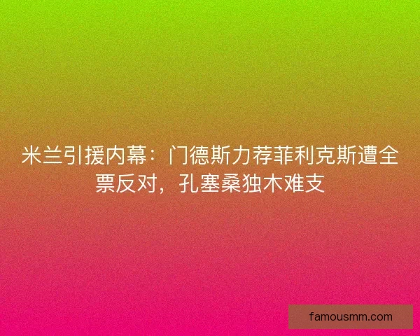 米兰引援内幕：门德斯力荐菲利克斯遭全票反对，孔塞桑独木难支