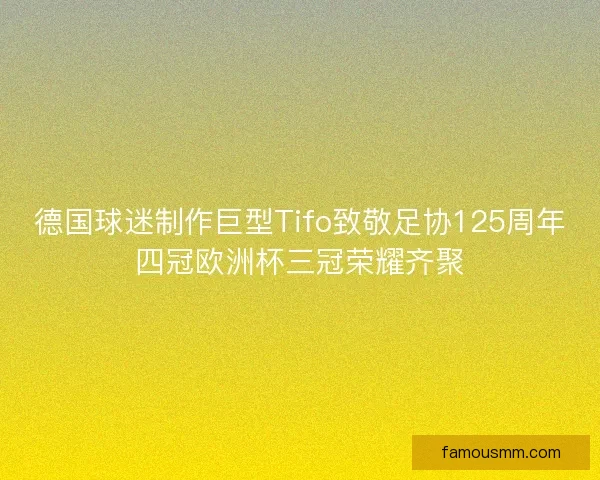 德国球迷制作巨型Tifo致敬足协125周年四冠欧洲杯三冠荣耀齐聚 德国球迷制作巨型Tifo致敬足协125周年四冠欧洲杯三冠荣耀齐聚